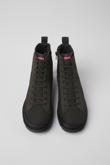 Exklusive Camper De Brutus Graue Textil- Und Nubukstiefeletten Für Damen