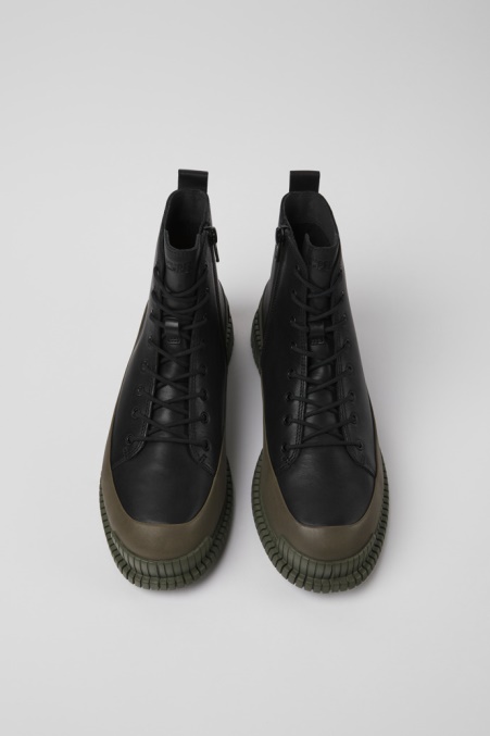 Camper De Pix Schwarze Und Grüne Lederstiefeletten Für Damen Neu Eingetroffen