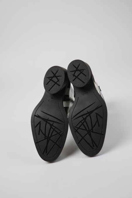 Camper De Bonnie Schwarz-weiß Gestreifte Lederstiefel Für Damen Neu Eingetroffen