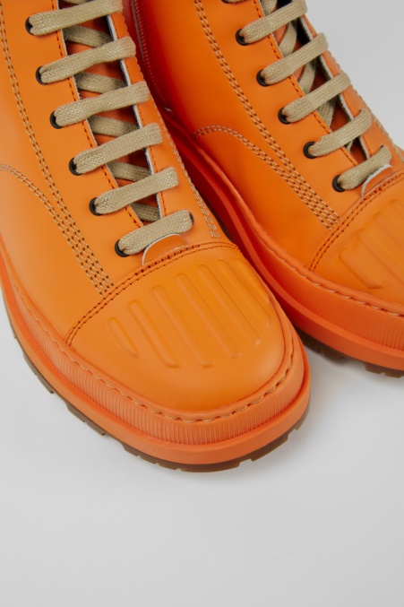 Camper De Brutus Trek Michelin Orange Lederstiefeletten Für Damen Neu Eingetroffen