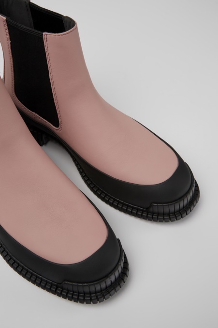 Pix Rosa Und Schwarze Chelsea-stiefel Aus Leder Für Damen Camper De Neu Eingetroffen