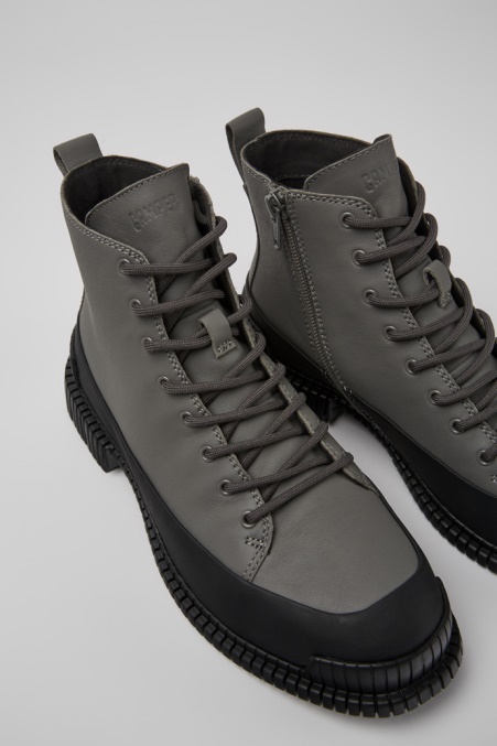 Design Pix Grau-schwarze Schnürstiefel Aus Leder Für Damen Camper De