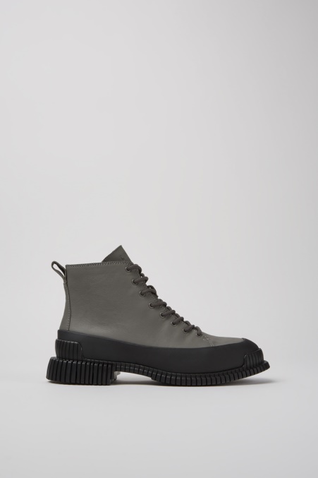 Design Pix Grau-schwarze Schnürstiefel Aus Leder Für Damen Camper De