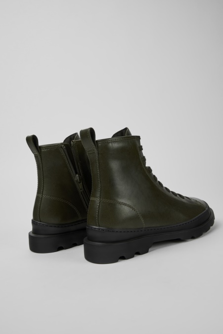 Camper De Design Brutus Dunkelgrüne Lederstiefeletten Für Damen