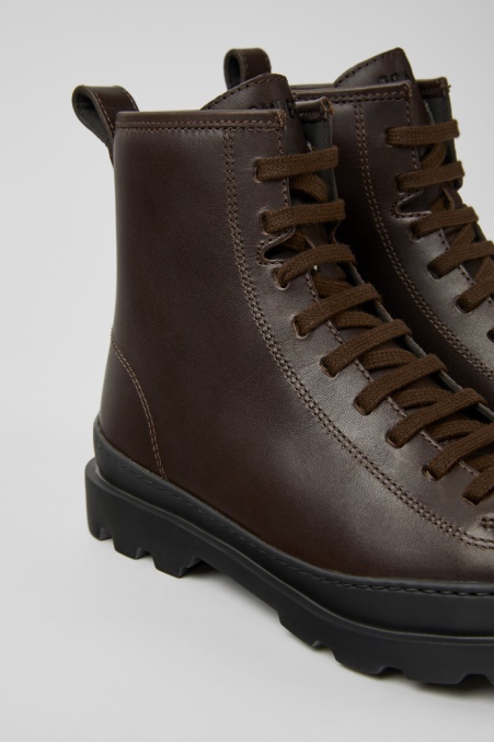 Design Brutus Dunkelbraune Lederstiefeletten Für Damen Camper De