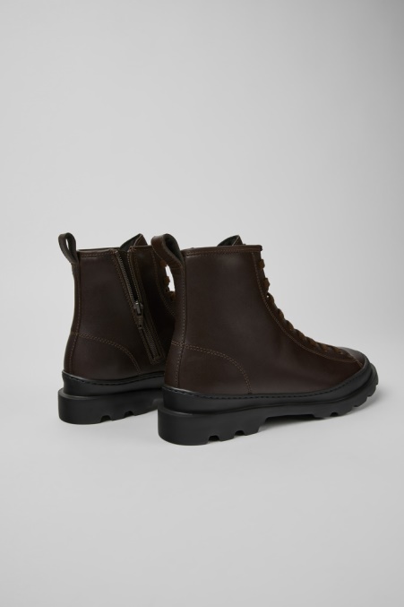 Design Brutus Dunkelbraune Lederstiefeletten Für Damen Camper De