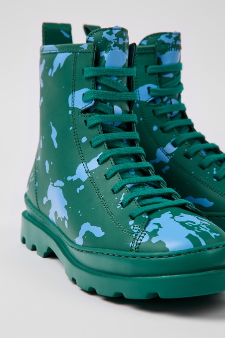 Camper De Brutus Grüne Und Blaue Lederstiefeletten Für Damen Neu Eingetroffen