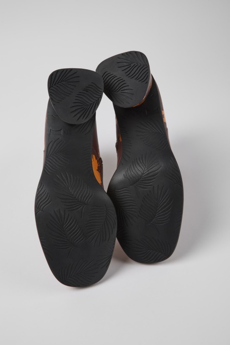 Kiara Burgunderrote Und Orange Bedruckte Lederstiefeletten Exklusiv Camper De