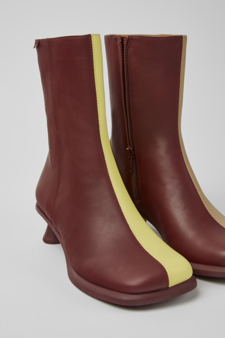 Exklusive Camper De Twins Bordeaux-gelbe Stiefeletten Für Damen