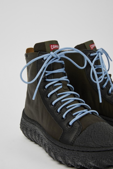 Camper De Design Ground Michelin Dunkelgrüne Stiefeletten Aus Textil Und Leder Für Damen