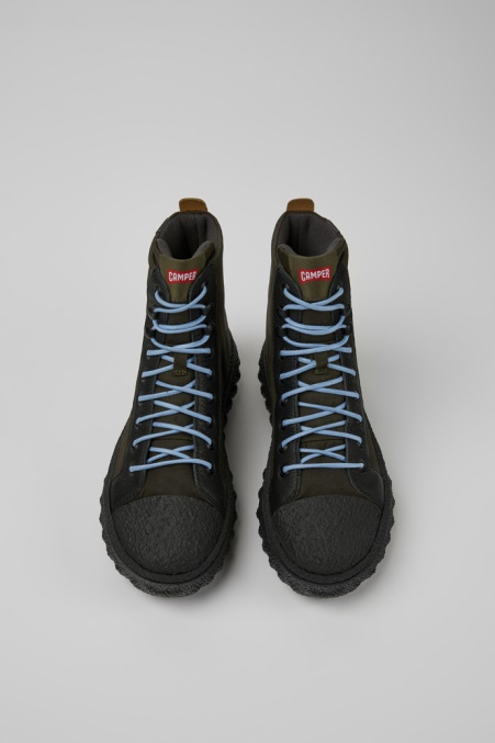 Camper De Design Ground Michelin Dunkelgrüne Stiefeletten Aus Textil Und Leder Für Damen