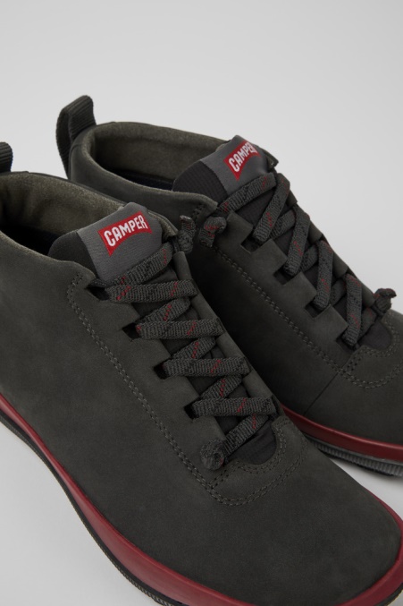 Exklusive Camper De Peu Pista Gore-tex-sneakers Aus Grauem Und Schwarzem Leder Für Damen