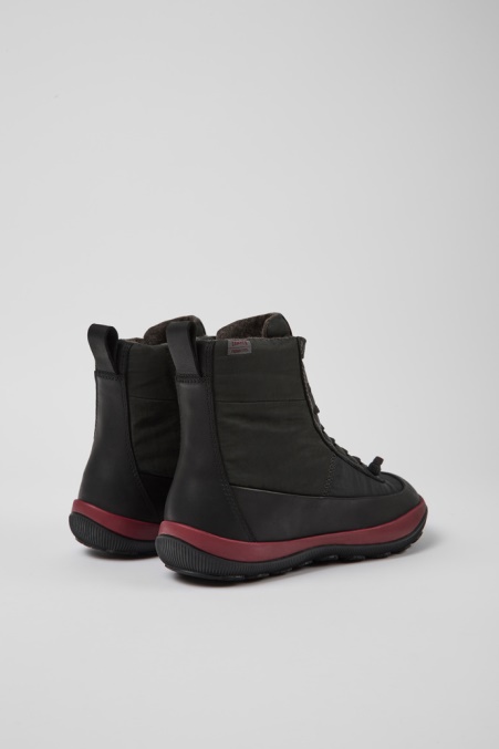 Camper De Design Peu Pista Michelinggraue Stiefel Aus Recyceltem Nylon Und Leder Für Damen