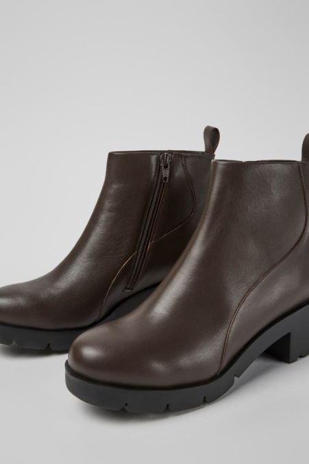 Camper De Design Wanda Dunkelbraune Stiefelette Mit Reißverschluss Für Damen