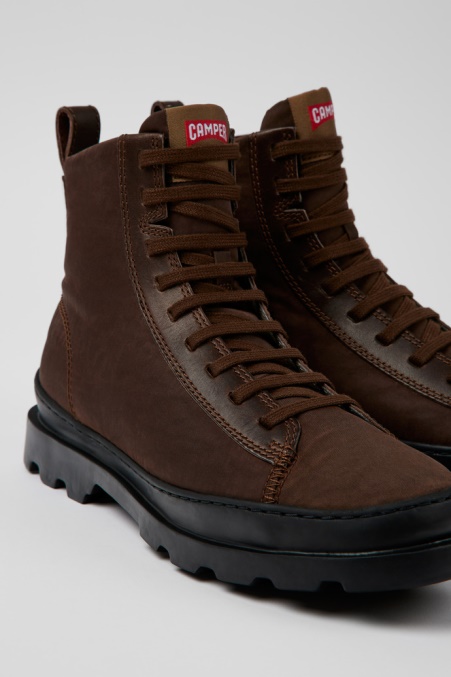 Camper De Design Brutus Braune Stiefeletten Aus Textil Und Leder Für Damen