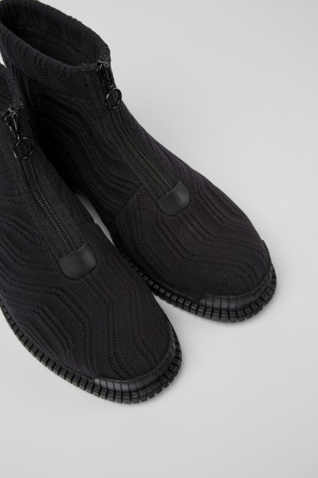Camper De Pix Tencel Schwarze Reißverschlussstiefel Für Damen Neuankömmlinge