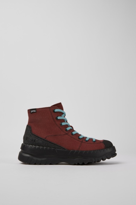 Camper De Design Teix Burgunderrote Gummi- Und Bci-baumwollstiefel