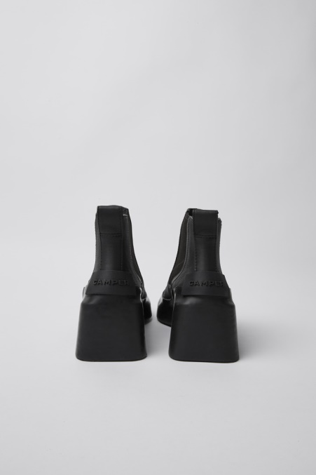 Design Regen Schwarze Lederstiefeletten Mit Absatz Camper De