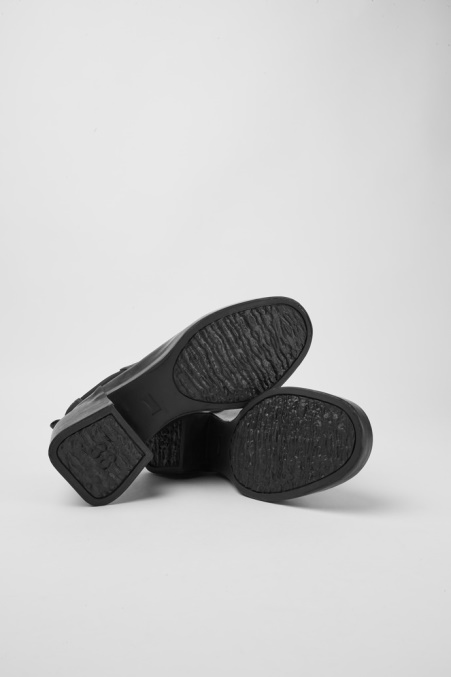 Design Regen Schwarze Lederstiefeletten Mit Absatz Camper De