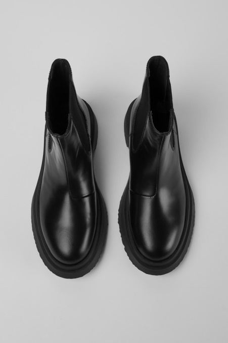 Exklusive Camper De Walden Schwarze Lederstiefel Für Damen