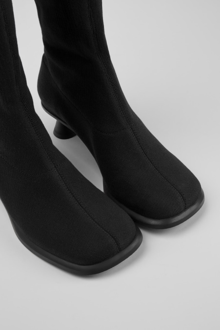 Camper De Design Dina Schwarze Hohe Stiefel Aus Tencel™ Lyocell