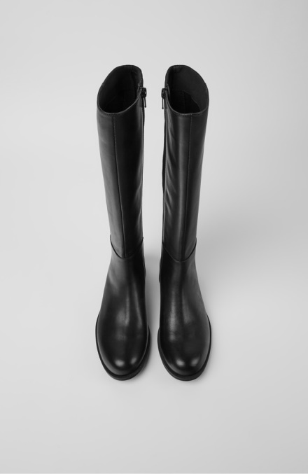 Exklusive Camper De Mil Schwarze Leder- Und Textilstiefel Für Damen