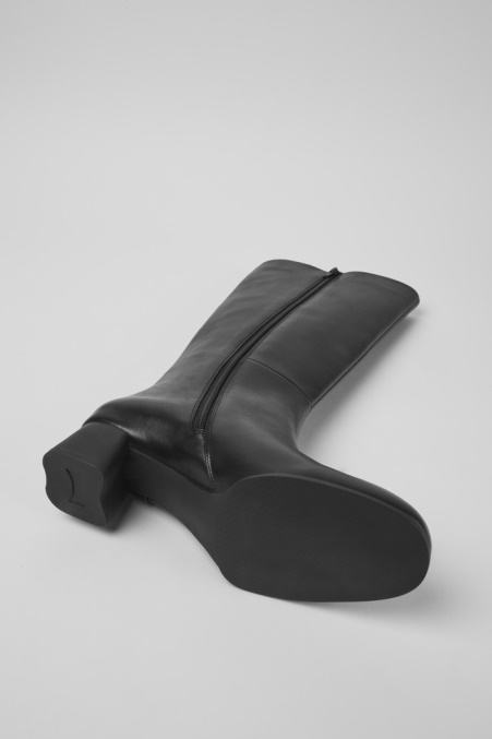 Katie Schwarze Lederstiefel Mit Absatz Exklusiv Camper De