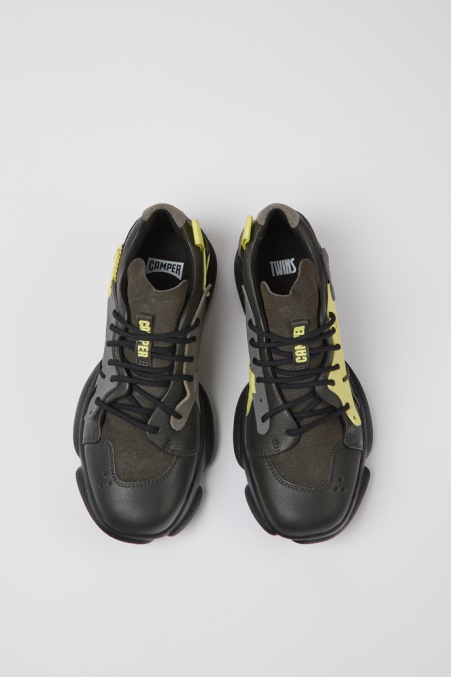 Design Twins Grau Gelb Und Schwarz Ledersneaker Für Damen Camper De