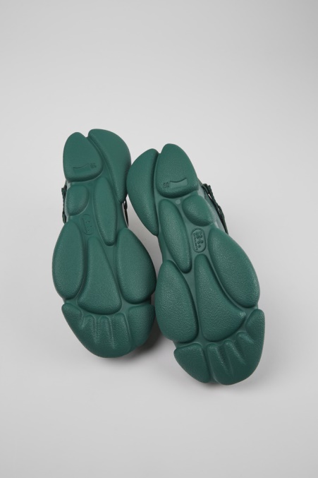 Camper De Design Karstgrüne Leder- Und Textilturnschuhe Für Damen