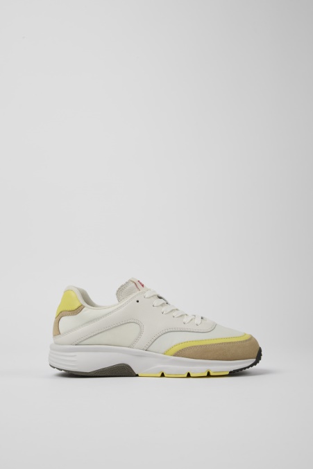 Drift Weiße Und Beige Textil- Und Ledersneaker Für Damen Exklusiv Camper De