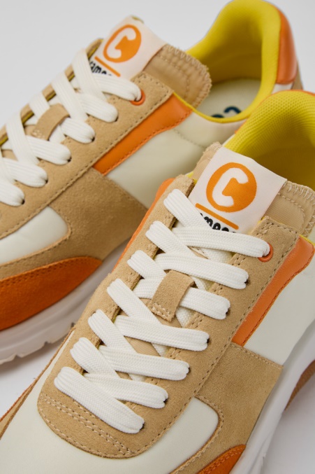 Drift Weiß Beige Und Orange Nubuk Turnschuhe Für Damen Camper De Neu Eingetroffen