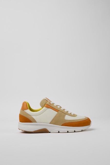 Drift Weiß Beige Und Orange Nubuk Turnschuhe Für Damen Camper De Neu Eingetroffen