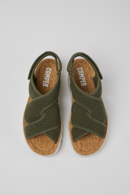 Camper De Design Oruga Grüne Textilsandalen Für Damen