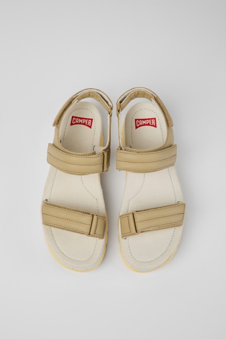 Design Oruga Up Beige Ledersandalen Für Damen Camper De