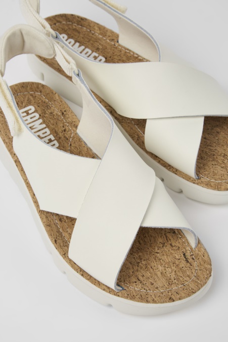 Oruga Weiße Leder- Und Textilsandalen Für Damen Exklusiv Camper De