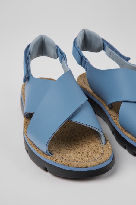 Design Oruga Blaue Sandalen Aus Leder Und Textil Für Damen Camper De