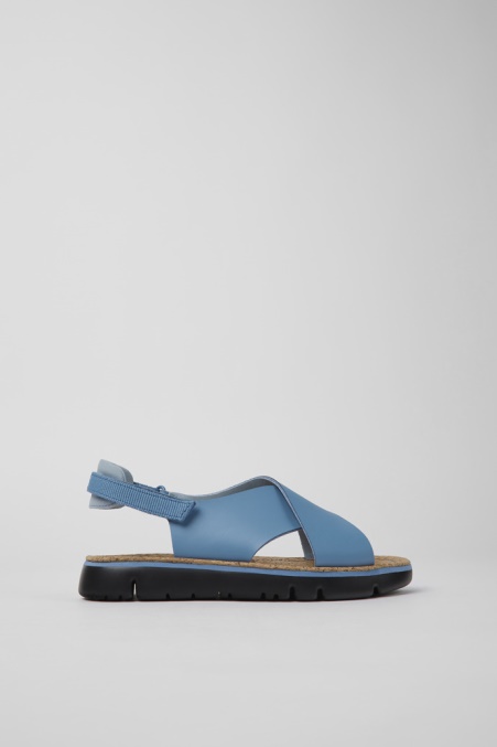Design Oruga Blaue Sandalen Aus Leder Und Textil Für Damen Camper De