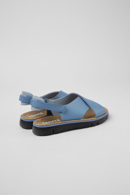 Design Oruga Blaue Sandalen Aus Leder Und Textil Für Damen Camper De
