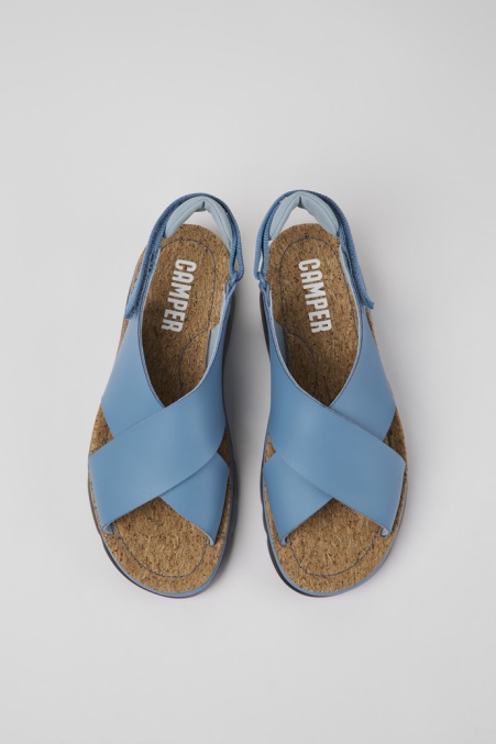 Design Oruga Blaue Sandalen Aus Leder Und Textil Für Damen Camper De