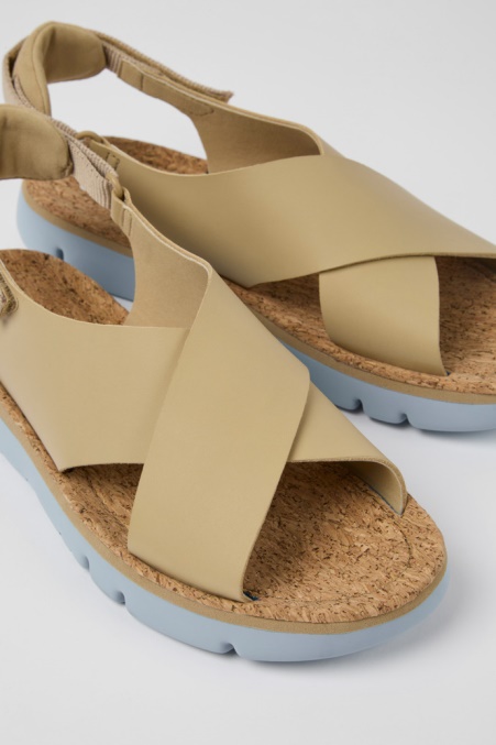 Oruga Beige Leder- Und Textilsandalen Für Damen Exklusiv Camper De