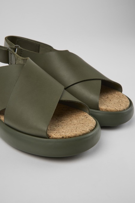 Camper De Pelotas Flota Grüne Ledersandalen Für Damen Neu Eingetroffen