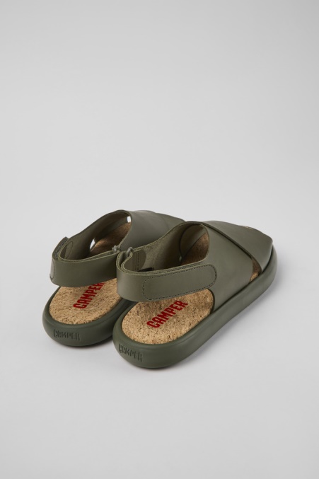 Camper De Pelotas Flota Grüne Ledersandalen Für Damen Neu Eingetroffen