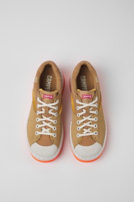 Camper De Design Teix Schuhe Aus Recyceltem Textil In Beige Und Weiß Für Damen