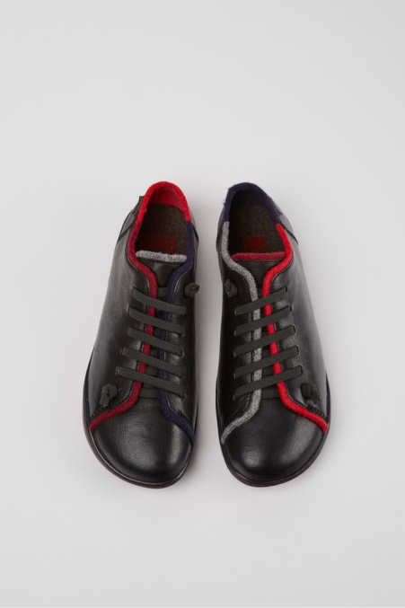 Twins Schwarze Leder- Und Wollschuhe Für Damen Camper De Neu Eingetroffen