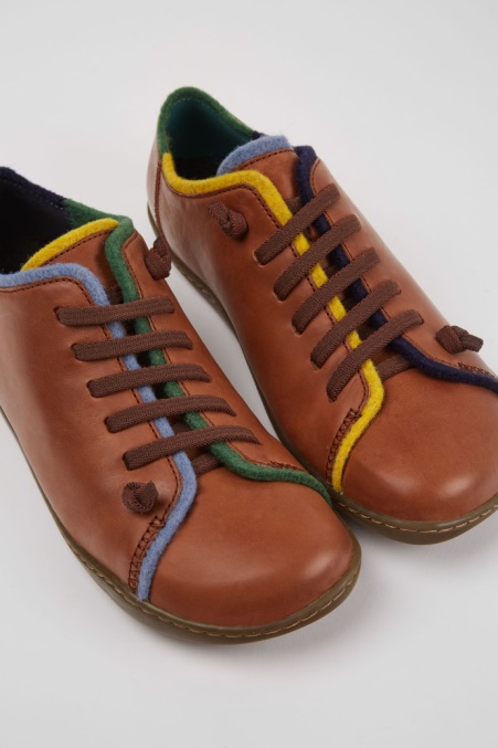 Camper De Design Twins Braune Und Blaue Lederschuhe Für Damen