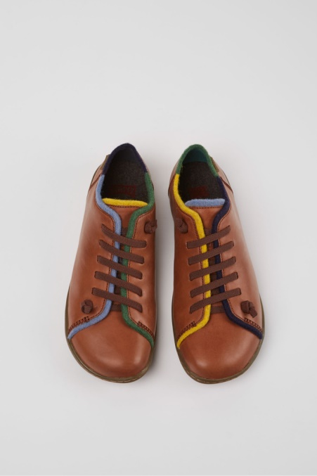 Camper De Design Twins Braune Und Blaue Lederschuhe Für Damen