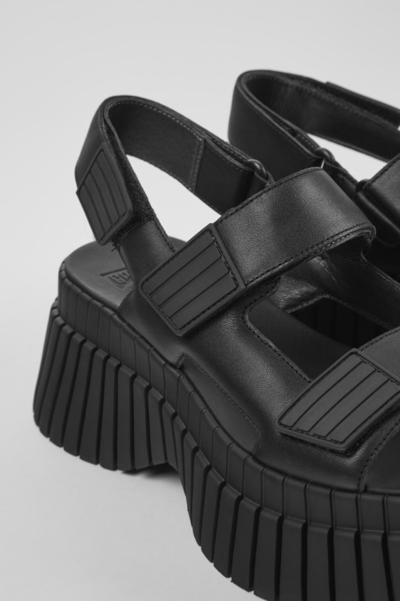 Bcn Schwarze Ledersandalen Für Damen Exklusiv Camper De