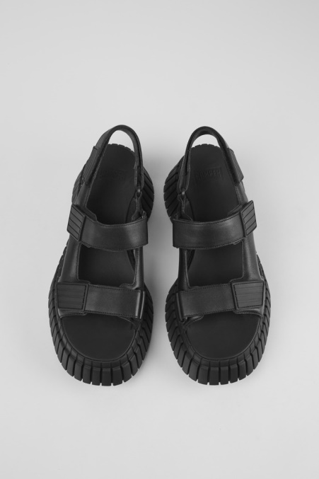 Bcn Schwarze Ledersandalen Für Damen Exklusiv Camper De