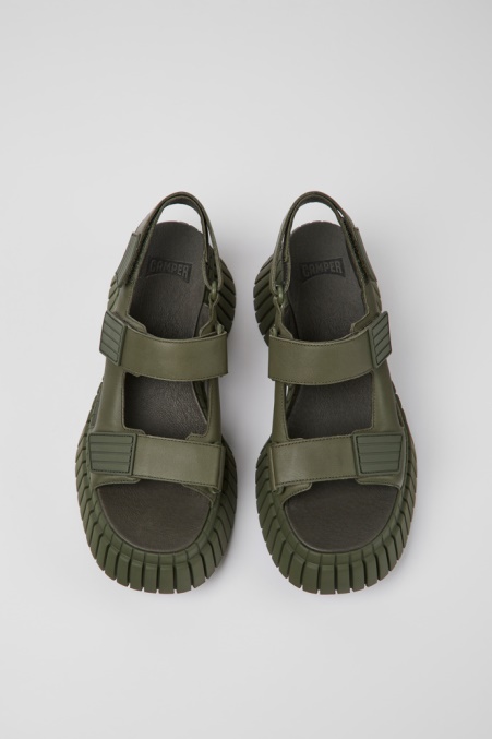 Bcn Grüne Ledersandalen Für Damen Camper De Neu Eingetroffen