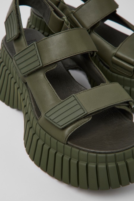 Bcn Grüne Ledersandalen Für Damen Camper De Neu Eingetroffen